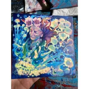 Original Painting Woman Fairy Mushroom Fantasy surrealism nature art Artettina